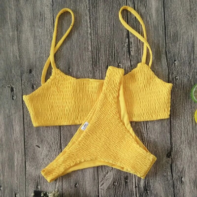 Set de bikini pentru sutien căptușit cu push-up pentru femei sexy. Costumul de baie plisat Costum de baie pentru plajă