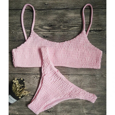 Set de bikini pentru sutien căptușit cu push-up pentru femei sexy. Costumul de baie plisat Costum de baie pentru plajă