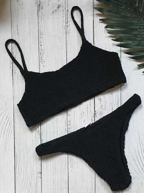 Set de bikini pentru sutien căptușit cu push-up pentru femei sexy. Costumul de baie plisat Costum de baie pentru plajă