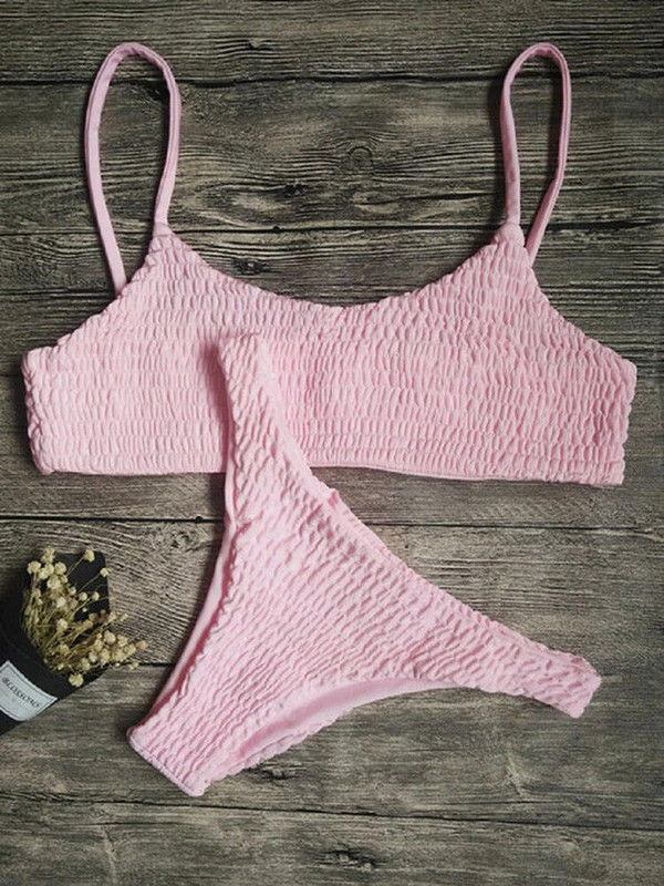 Set de bikini pentru sutien căptușit cu push-up pentru femei sexy. Costumul de baie plisat Costum de baie pentru plajă