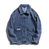 Moda nouă jachetă de blugi bărbați cu guler răsturnat îmbrăcăminte exterioară din denim jachetă bomber din denim pentru bărbați, vintage, haine de jeans, îmbrăcăminte de stradă