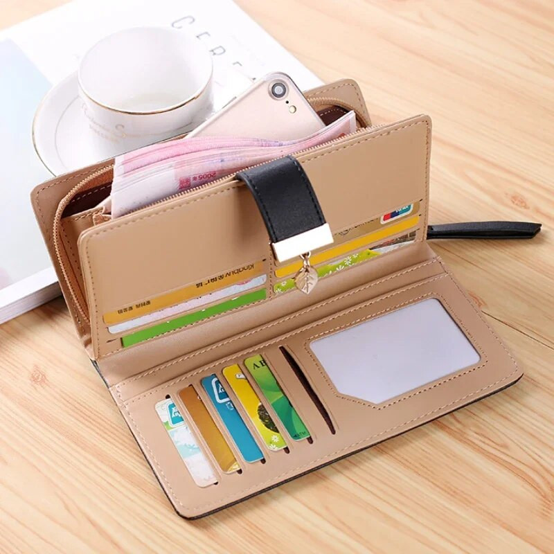 2023 Portofel pentru femei Poșeta din piele PU Portofel lung pentru femei Poșetă cu frunze goale de aur Poșetă de mână pentru femei Poșetă pentru monede Suport carduri Ambreiaj