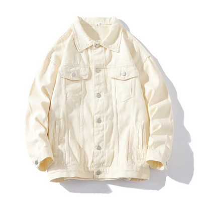 Nouă jachetă de denim de primăvară toamnă pentru bărbați, de culoare solidă, din bumbac, ocazional, îmbrăcăminte de stradă hip hop, îmbrăcăminte exterioară, haină pentru cuplu.