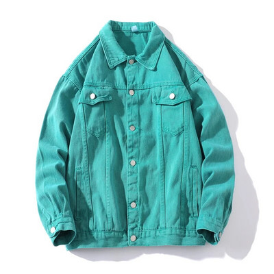 Nouă jachetă de denim de primăvară toamnă pentru bărbați, de culoare solidă, din bumbac, ocazional, îmbrăcăminte de stradă hip hop, îmbrăcăminte exterioară, haină pentru cuplu.