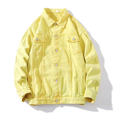 Nouă jachetă de denim de primăvară toamnă pentru bărbați, de culoare solidă, din bumbac, ocazional, îmbrăcăminte de stradă hip hop, îmbrăcăminte exterioară, haină pentru cuplu.