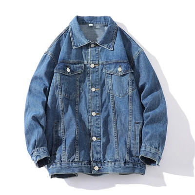 Nouă jachetă de denim de primăvară toamnă pentru bărbați, de culoare solidă, din bumbac, ocazional, îmbrăcăminte de stradă hip hop, îmbrăcăminte exterioară, haină pentru cuplu.