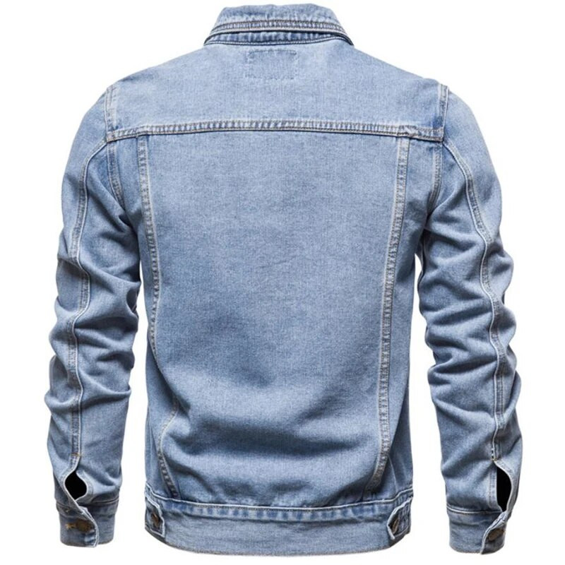 Nová bavlnená džínsová bunda pánska ležérna jednofarebná jednoradová džínsová bunda módna jarná jeseň slim fit kovbojský kabát 5XL