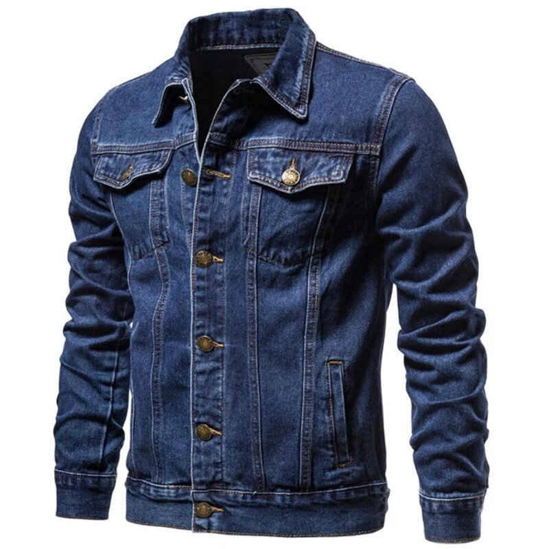 Nová bavlnená džínsová bunda pánska ležérna jednofarebná jednoradová džínsová bunda módna jarná jeseň slim fit kovbojský kabát 5XL