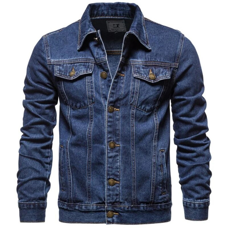 Nová bavlnená džínsová bunda pánska ležérna jednofarebná jednoradová džínsová bunda módna jarná jeseň slim fit kovbojský kabát 5XL