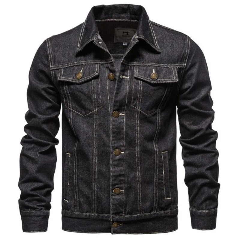 Nová bavlnená džínsová bunda pánska ležérna jednofarebná jednoradová džínsová bunda módna jarná jeseň slim fit kovbojský kabát 5XL