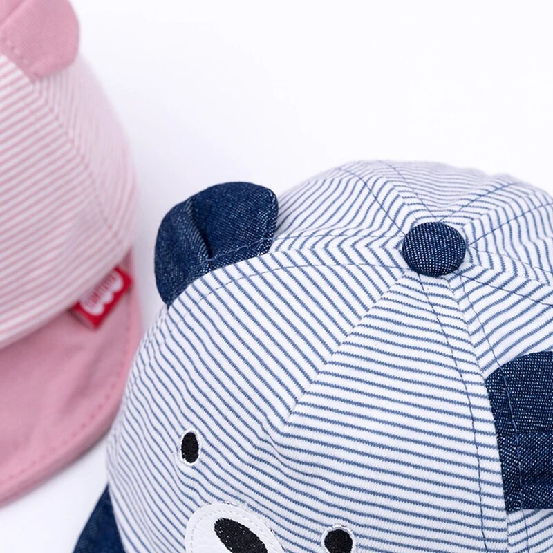 Detská bejzbalová čiapka s medvedíkom, nová jarná letná roztomilá kreslená jednofarebná slnečná čiapka pre chlapcov a dievčatá, bavlnená čiapka so zapínaním na knoflík, detská hip hopová rybárska čiapka, 3-12 mesiacov