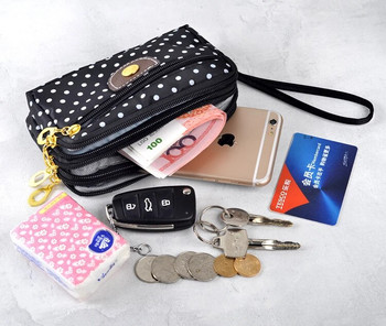 Μόδα γυναικεία πορτοφόλια Μικρές τσάντες καμβάς κουκκίδα κυρία με φερμουάρ Moneybags Clutch κέρματα τσαντάκι Τσέπη πορτοφόλι Κάρτες θήκη καρπού τσάντες