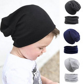 Set de eșarfe pentru pălărie nouă pentru bebeluși, băieți, fete, șapcă Hip Hop, toamnă, iarnă, moale, elastică, pălării, bonetă din bumbac, pentru nou-născut, accesorii calde