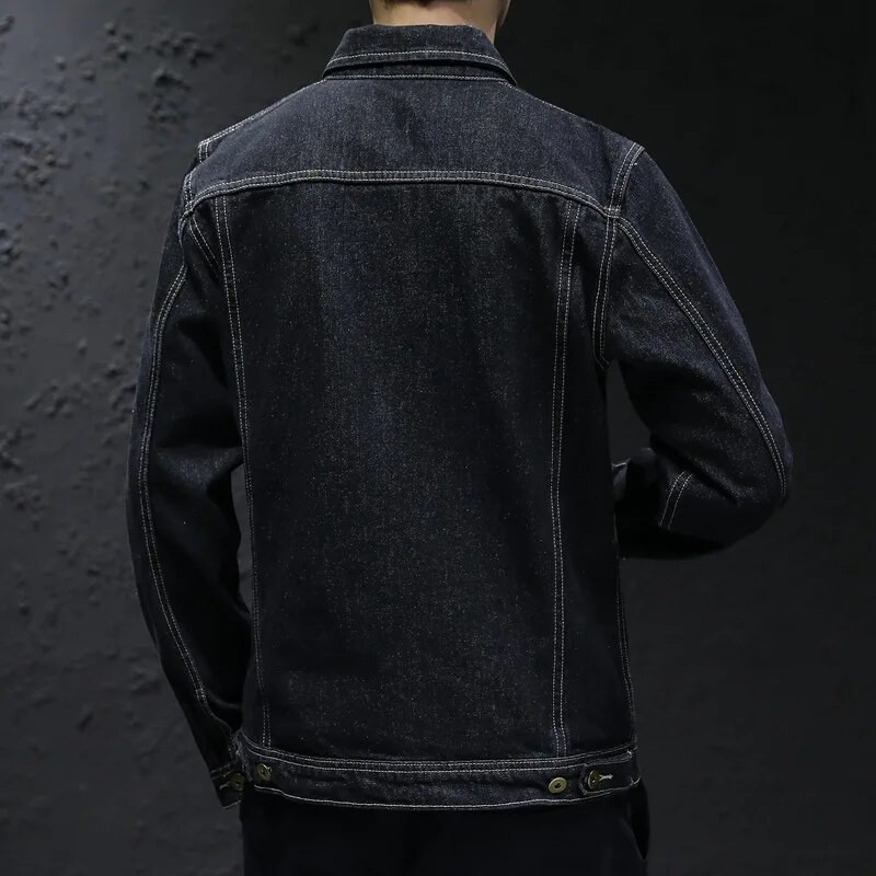 Nové džínsové bundy pre mužov, čierne džínsové bundy, kabáty, ležérne streetwear bomber bundy, pánske vrchné oblečenie s odhaleným golierom, plus veľkosti M-5XL