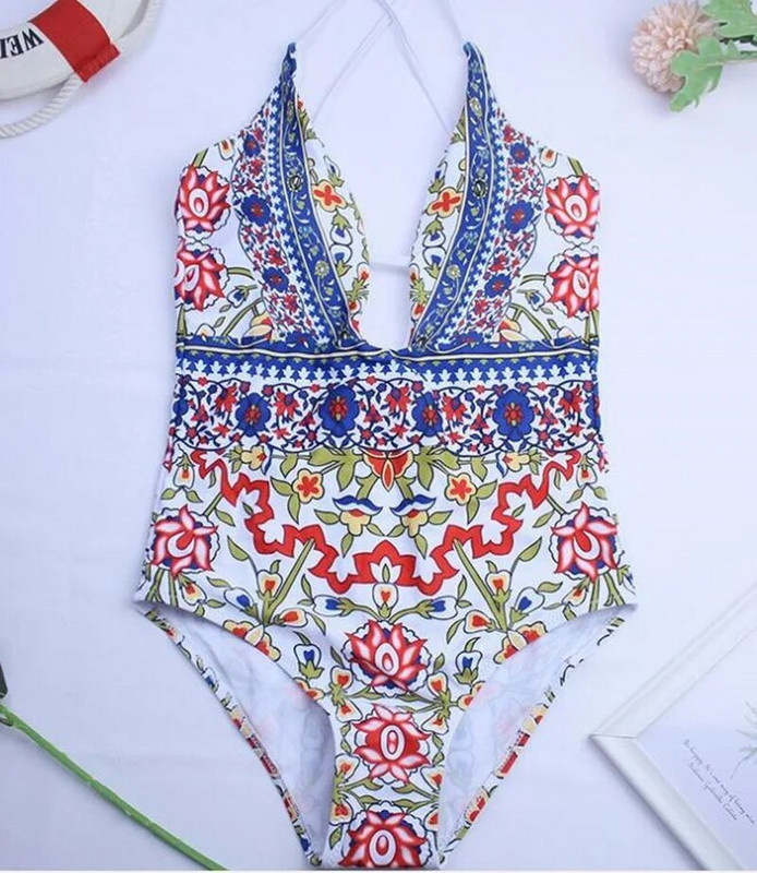 Dámske jednodielne plavky s potlačou listov, monokini, sexy, s otvoreným chrbtom, tankiny, bikiny, Badpak, plavky, Mayokini, trikini, mujer