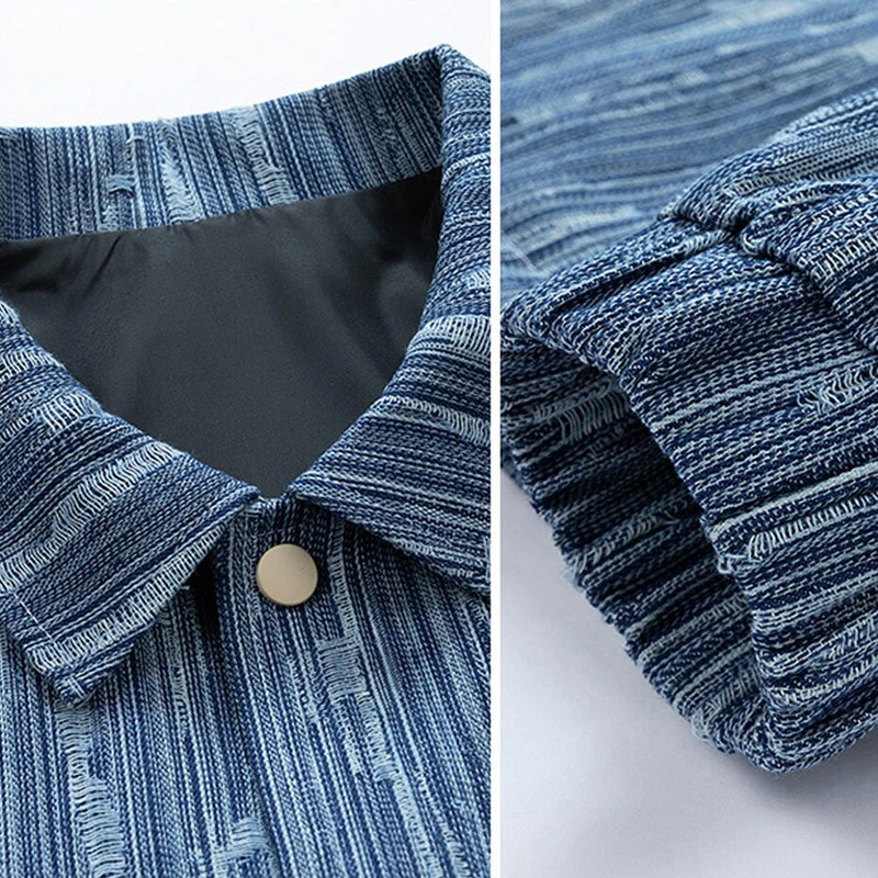 Pánska rifľová bunda Cargo Vintage Jean Coat Plus Size 8XL Módny ležérny rifľový kabát pre mužov, veľká veľkosť 8XL