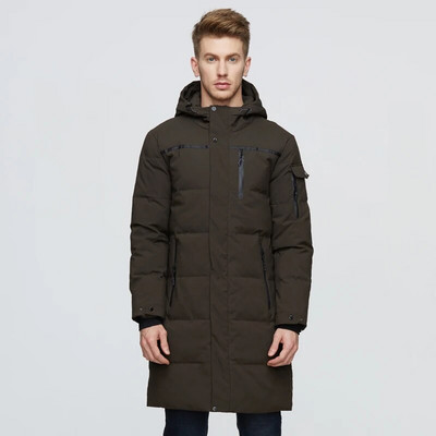 2023 m. žiemos vyriška ilga pūkinė striukė su gobtuvu Aukštos kokybės laisvas baltas pūkų paltas Vyriškas storas šiltas žieminis pūkinis parkas Vyriškas sniego paltas