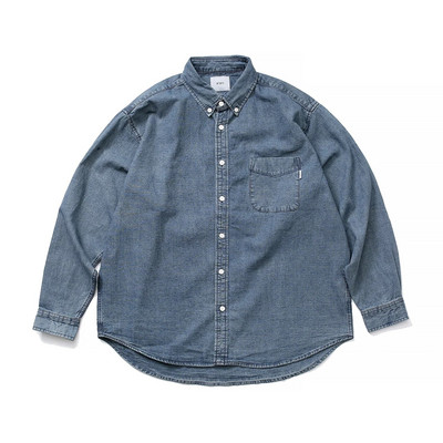 Mestské chlapčenské modré džínsové bundy Wtaps pre mužov a ženy, 1:1 prané jednoradové košele, kovbojské džínsy, kabáty, japonské