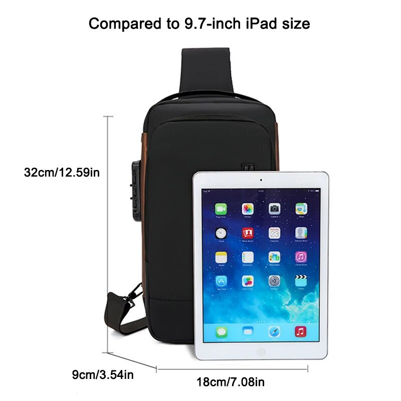 Pánske tašky cez rameno Geestock, vodotesná USB crossbody Oxfordská taška, proti krádeži, krátka cestovná taška cez rameno, náprsná taška cez rameno