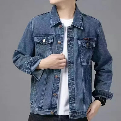 Pánsky džínsový kabát, jesenný, modrý, na gombíky, džínsové bundy, pánske, zimné, nadrozmerné, doprava zadarmo, pánske oblečenie, ležérny, z látky G