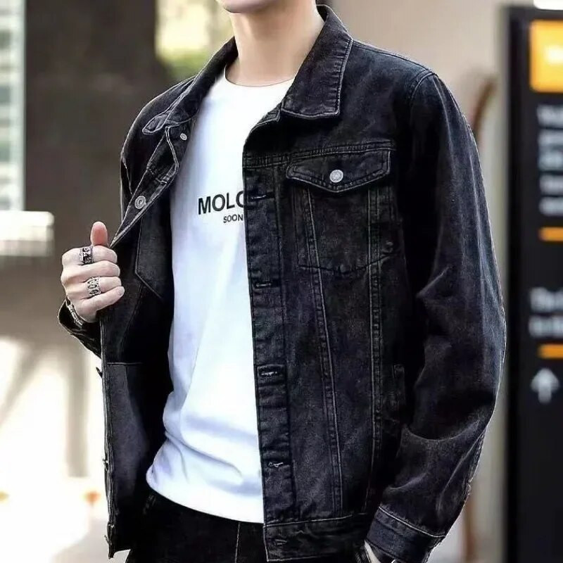 Pánsky džínsový kabát, jesenný, modrý, na gombíky, džínsové bundy, pánske, zimné, nadrozmerné, doprava zadarmo, pánske oblečenie, ležérny, z látky G