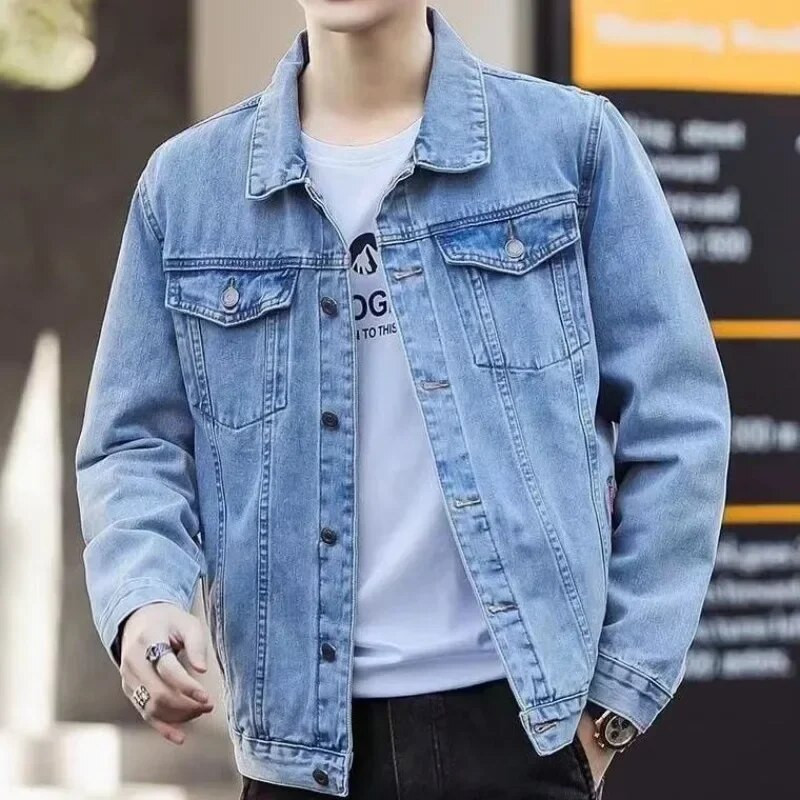 Pánsky džínsový kabát, jesenný, modrý, na gombíky, džínsové bundy, pánske, zimné, nadrozmerné, doprava zadarmo, pánske oblečenie, ležérny, z látky G