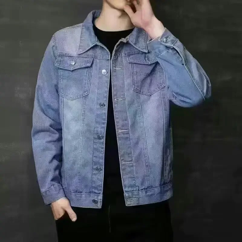 Pánsky džínsový kabát, jesenný, modrý, na gombíky, džínsové bundy, pánske, zimné, nadrozmerné, doprava zadarmo, pánske oblečenie, ležérny, z látky G