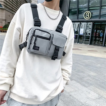 Платнени млади мъжки чанти за гърди Tacticl Chest Rig Vest Bag Hip Hop Chest Cell Phone Outdoor Men Waist Bag Street Style Kanye Style