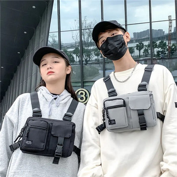 Платнени млади мъжки чанти за гърди Tacticl Chest Rig Vest Bag Hip Hop Chest Cell Phone Outdoor Men Waist Bag Street Style Kanye Style