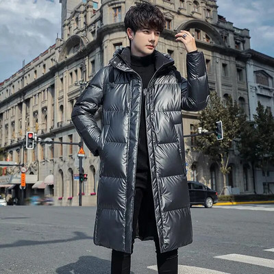 Jachetă de iarnă pentru bărbați, ocazional, cu glugă, cu glugă, 90% jachete din puf de rață albă, pentru bărbați de vârstă mijlocie.