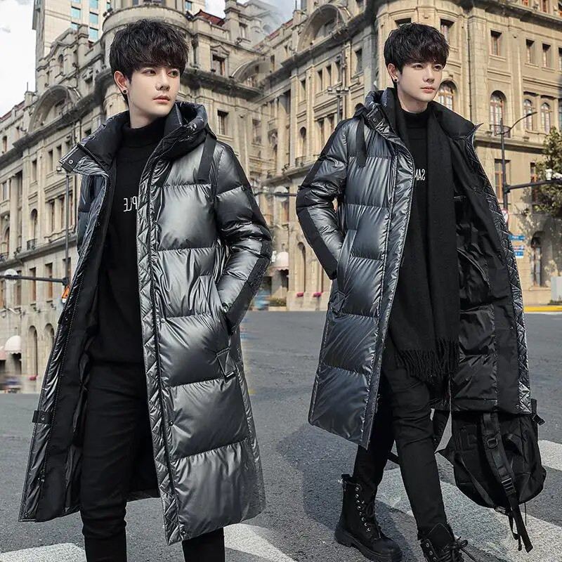 Jachetă de iarnă pentru bărbați, ocazional, cu glugă, cu glugă, 90% jachete din puf de rață albă, pentru bărbați de vârstă mijlocie.