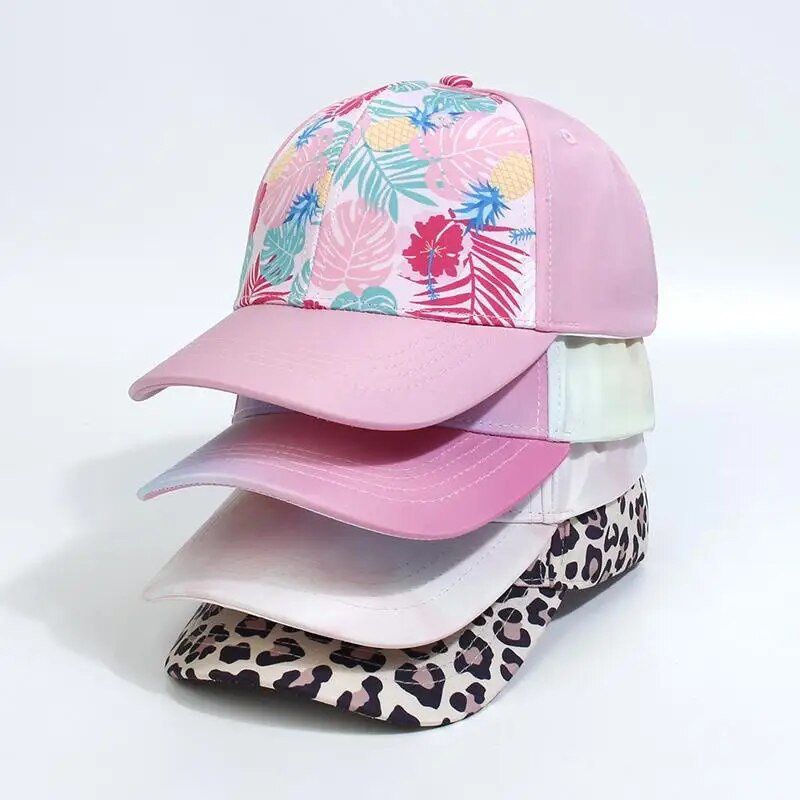 Módne detské baseballové šiltovky pre dievčatá a chlapcov, slnečné klobúky s dutým chrbtom, detské šiltovky s copom, hip hopové klobúky so zadnou stranou, nastaviteľné kosti, čiapky