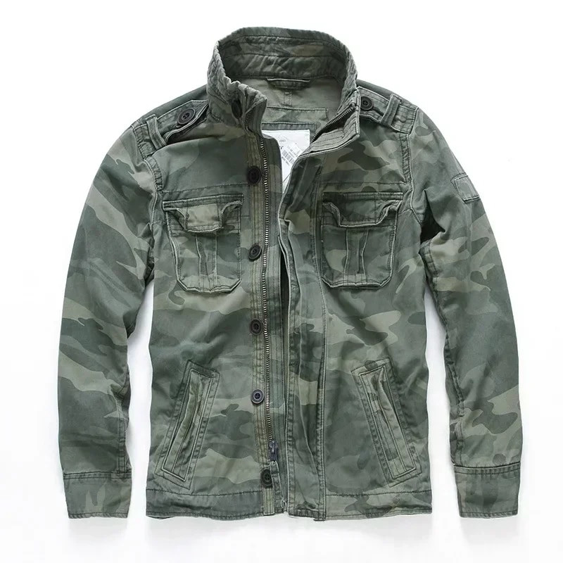 Jachetă militară pentru bărbați M65 din denim jachete retro cargo cu mai multe buzunare în aer liber Camo Topuri câmp ocazional modă drumeții paltoane uniforme