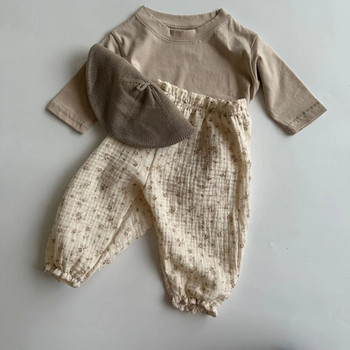 Летни нови бебешки панталони Корейски детски пролетни органични памучни свободни панталони с флорални щампи с тигрова мечка Панталони с фенери за момчета и момичета