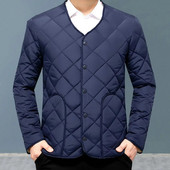 Pánska jednoradová bunda, zimná páperová prešívaná bunda pre mužov, štýlové vrchné oblečenie s flísovou podšívkou, dlhými rukávmi, viacerými vreckami