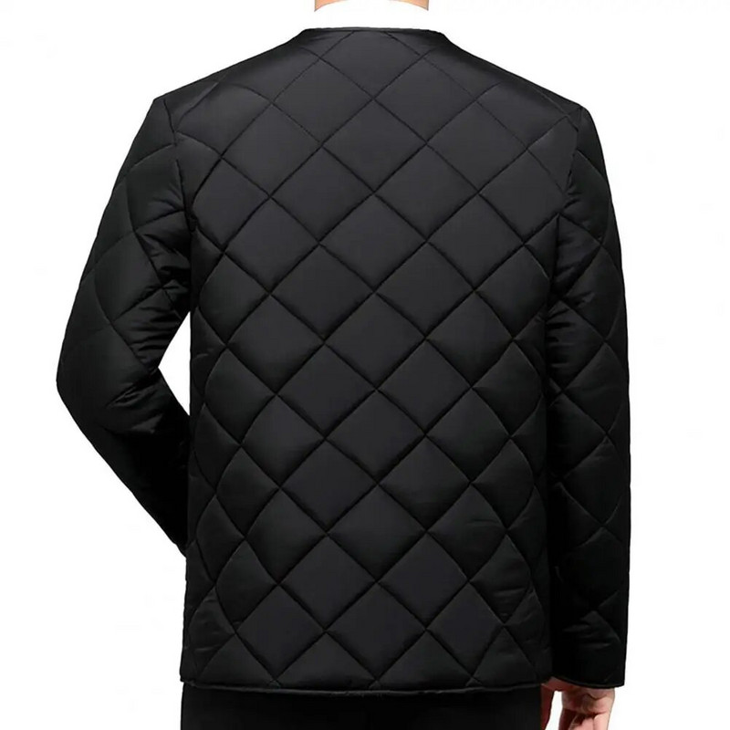 Pánska jednoradová bunda, zimná páperová prešívaná bunda pre mužov, štýlové vrchné oblečenie s flísovou podšívkou, dlhými rukávmi, viacerými vreckami