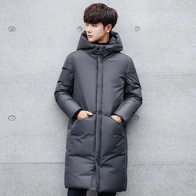 2023 páperové parky pánske dlhé bundy zahusťujú vetrovku pánske teplé bundy s kapucňou pánske biele kačacie páperové vysoko kvalitné zimná páperová bunda