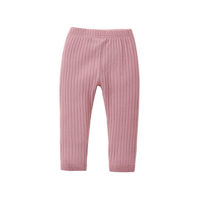 Leggings pentru bebeluși fetițe băieți cu model vertical, talie elastică, culoare uni, reglabilă, îmbrăcăminte simplă de primăvară 0-18 m