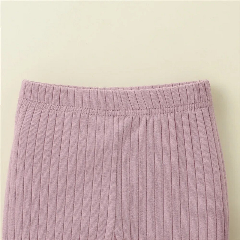 Kūdikių, mergaičių berniukų antblauzdžiai su vertikaliu raštu, reguliuojamu elastiniu juosmeniu, vienspalviai paprasti pavasariniai drabužiai 0-18M