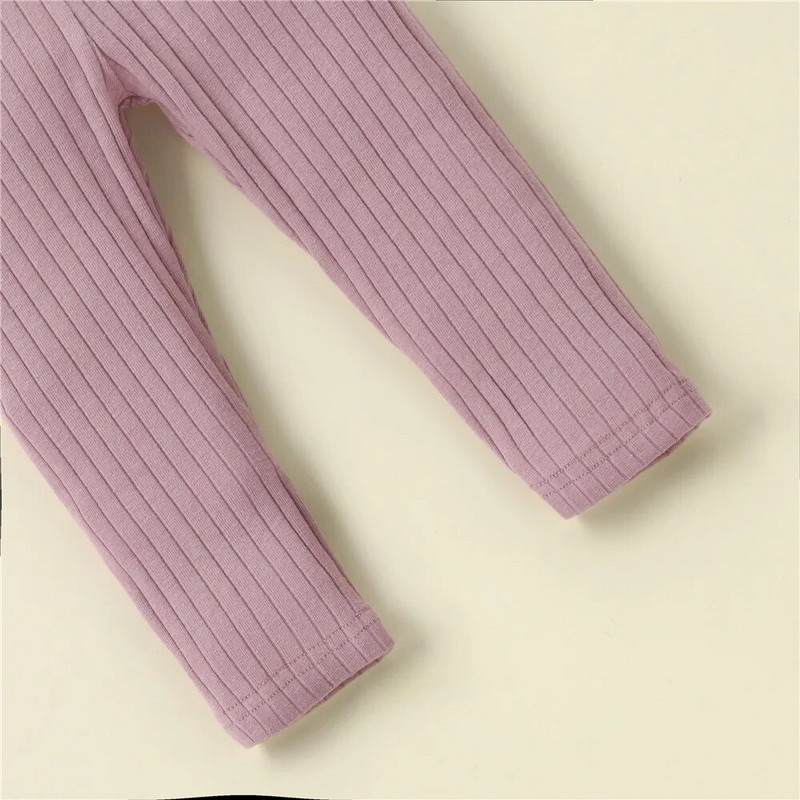 Kūdikių, mergaičių berniukų antblauzdžiai su vertikaliu raštu, reguliuojamu elastiniu juosmeniu, vienspalviai paprasti pavasariniai drabužiai 0-18M