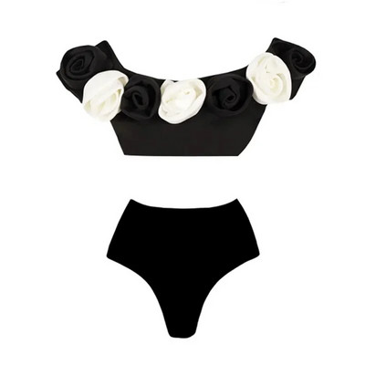 2024-es fekete fehér, retro egyrészes fürdőruha Női csokornyakkendő fürdőruha szoknyával Szexi fürdőruha Monokini Beach Bodysuit Beach Wear