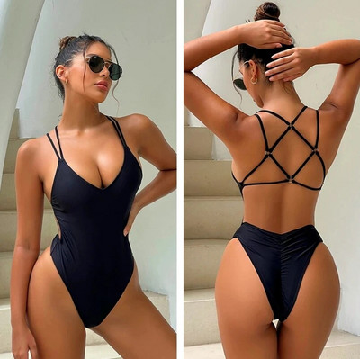 Costum de baie brazilian de stil nou 2024 pentru femei, sexy, fără spate, costum de baie dintr-o bucată Maio Biquini Mujer Trikini Badpak Dames Bikini Maillot