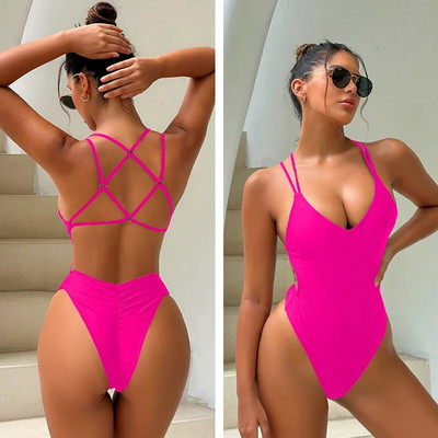 Costum de baie brazilian de stil nou 2024 pentru femei, sexy, fără spate, costum de baie dintr-o bucată Maio Biquini Mujer Trikini Badpak Dames Bikini Maillot
