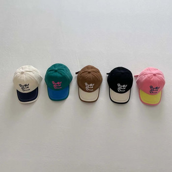 2023 Korea Letter Παιδικά καπέλα του μπέιζμπολ Μόδα Φθινοπωρινό, αγόρια, κορίτσια, αντηλιακό αντηλιακό χρώμα πάπιας Καπέλα γλώσσας Baby Peaked Cap