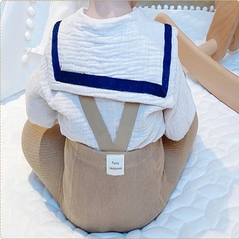 Modele spaniole de primăvară și toamnă, bretele cu talie înaltă, pantaloni tăiați, jambiere pentru bebeluși cu fundul mare, jambiere pentru bebeluși