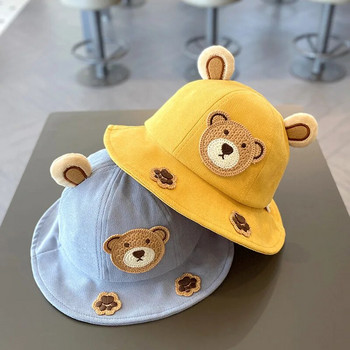 Χαριτωμένο αρκουδάκι Παιδικό καπέλο κουβά Νέο ανοιξιάτικο καπέλο για αγόρια για κορίτσια Κινούμενα σχέδια για υπαίθριο καλοκαιρινό παιδικό καπέλο χιπ χοπ παιδικό καπέλο κορεατικού στυλ 1-3 ετών