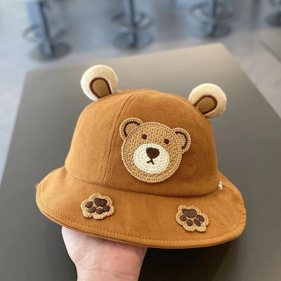 Pălărie cu găleată pentru copii ursuleț drăguț, nouă, primăvară, băieți, fete, pălărie de soare, desene animate, în aer liber, vară, pălărie pentru copii, șapcă hip hop, stil coreean, 1-3 ani