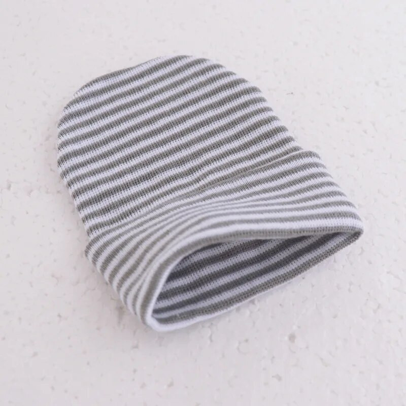 Žiemos pavasario dryžuota ligoninės šifoninė megzta kepurė Naujagimiui Beanie Kepurės Vienspalvė Minkšta Kūdikių Kepurėlė Patogus Daiktas Foto Rekvizitai