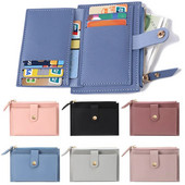 Portofele simple Poșetă din piele PU pentru femei Mini Hasp Solid Multi-Cards Holder Portofele scurte pentru monede Portofel mic subțire Genți cu fermoar