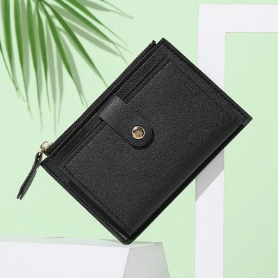 Portofele simple Poșetă din piele PU pentru femei Mini Hasp Solid Multi-Cards Holder Portofele scurte pentru monede Portofel mic subțire Genți cu fermoar